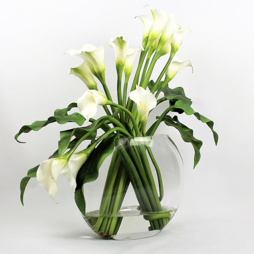 Weiß Calla Lilies in der Moon Vase