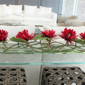 Rot Water Lilies · ca. 48 cm Glas Plate Pflanzgefäß