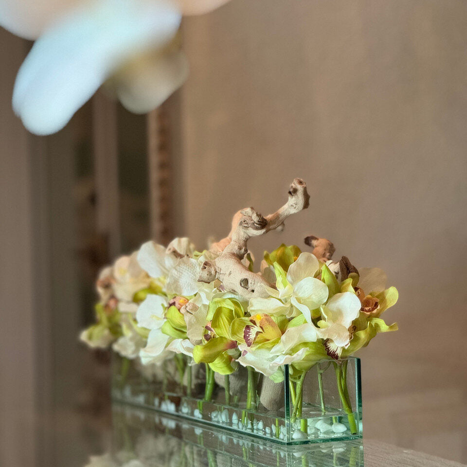 Weiß Vandas und Grün Cymbidiums im Casa Moderna